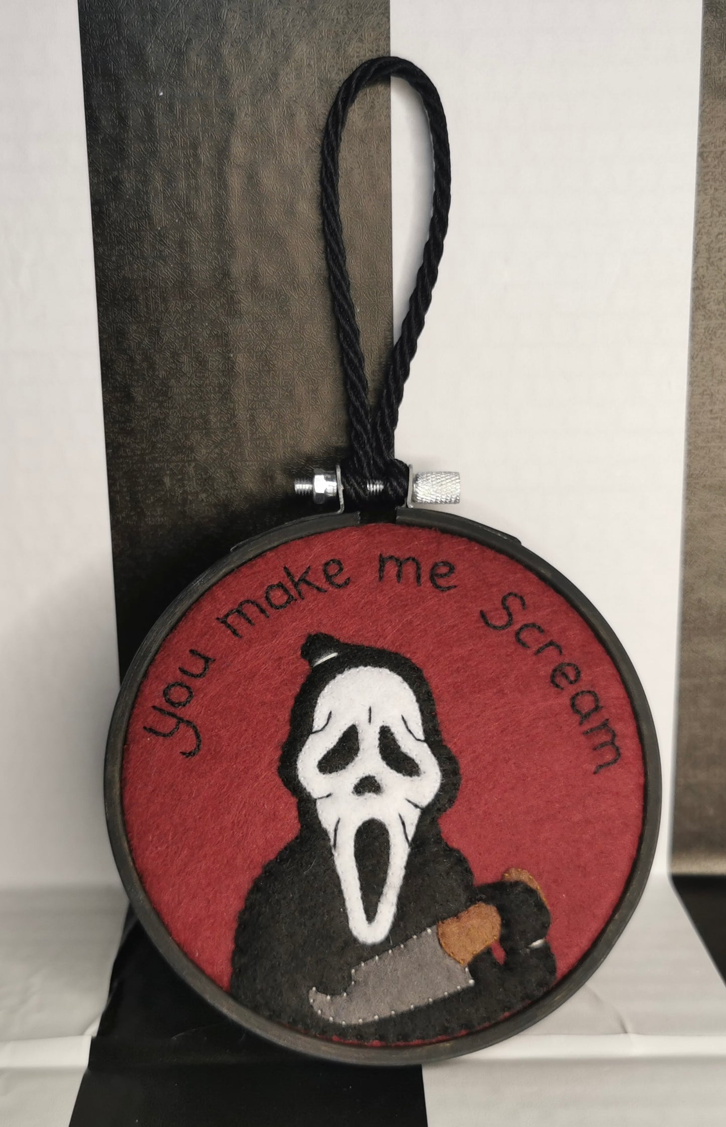 Horror inspired embroidery hoops